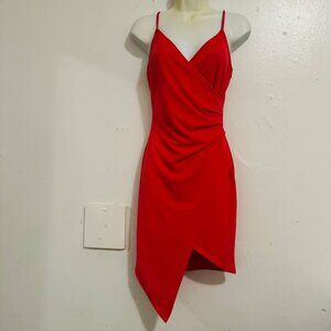 Vizio USA women Wrap Pink mini Dress Sz Small ruched detail‎